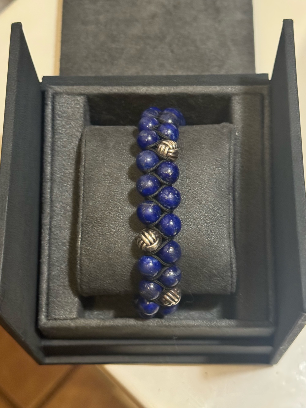 David Yurman Lapis Beaded Bracelet with Sterling Accents